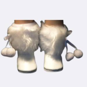Snow Boots for Wellie.  The furry ball wrap is removable reveling plain white boots