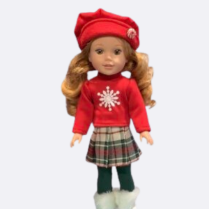 4-piece Winter Set includes a beret, sweater, plaid skirt & leggings - WW