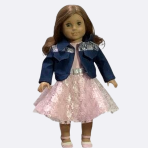 Pink Lace Dress, Belt & Jean Jacket