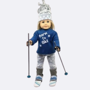 Born to Ski Top, leggings and fleece hat.  Boots and skis sold seperately)