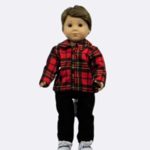A Black & Red Plaid Jacket & Black Pants for Logan