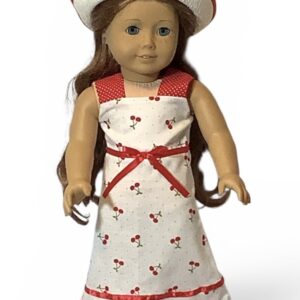 Cherry print maxi dress with hat